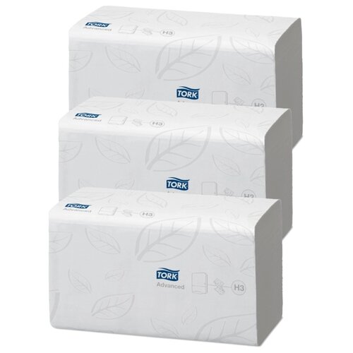 фото Набор №29 h3 tork advanced бумажные полотенца сложение zz, 250 листов, 23х25см., 2 слойные, белые, 3 штуки в упаковке, (290163-00).