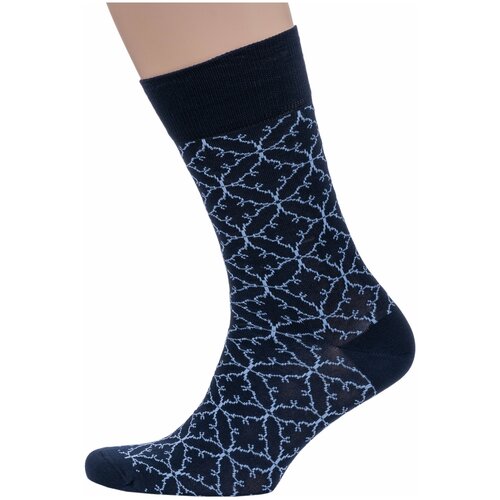 фото Мужские носки из мерсеризованного хлопка sergio di calze (pingons) темно-синие, размер 25