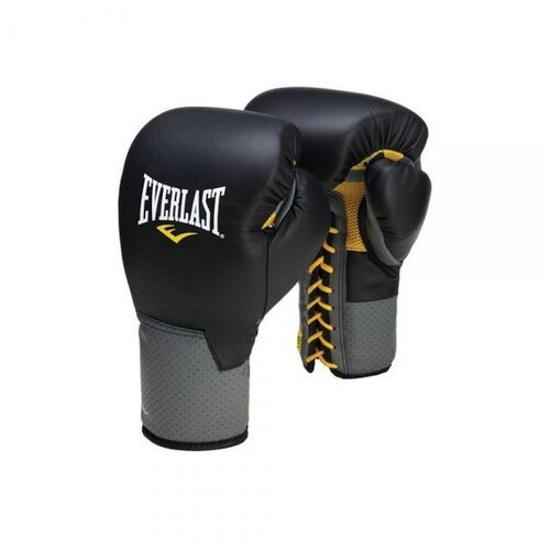 фото Перчатки тренировочные на шнуровке everlast pro leather laced 14oz черные