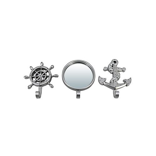 фото Набор декоративных крючков и зеркало qwerty марсель серебро (74048)