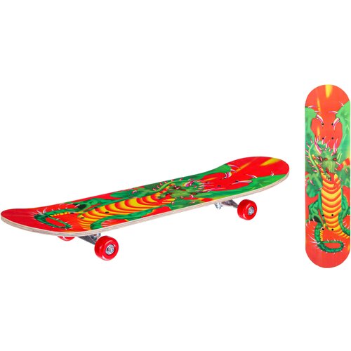 фото Скейтборд детский деревянный. красный с принтом. арт. it106668 игротрейд