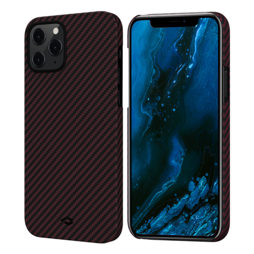 фото Чехол pitaka magez case для iphone 12 pro 6.1", черно-красный, кевлар (арамид)