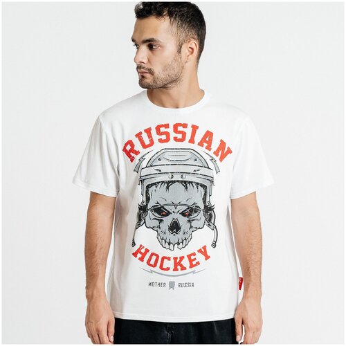 фото Футболка "русский хоккей" белая - mother russia - белый - 54-2xl