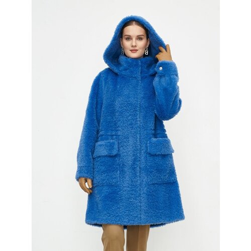 фото Куртка silverfox, искусственный мех, средней длины, оверсайз, карманы, размер 54, голубой