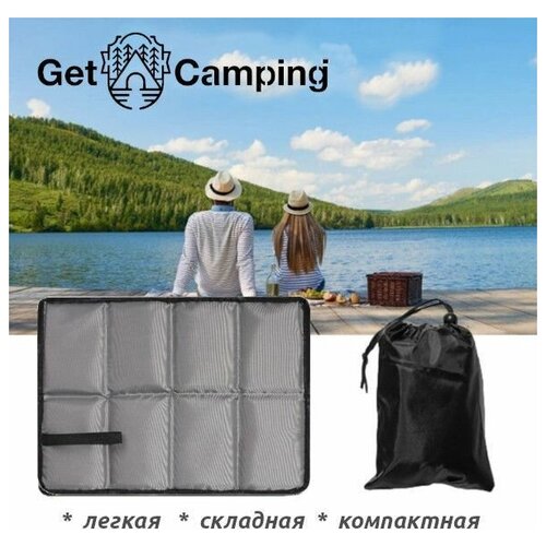 фото Портативный складной коврик getcamping в чехле, туристический для кемпинга, походов, сидушка туристическая складная (серый/темн. серый, gc-1203)