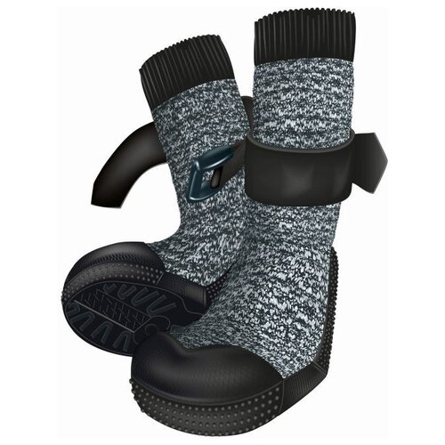 фото Защитные носки для лап trixie "walker", xs–s, 2 штуки, цвет: черный, серый