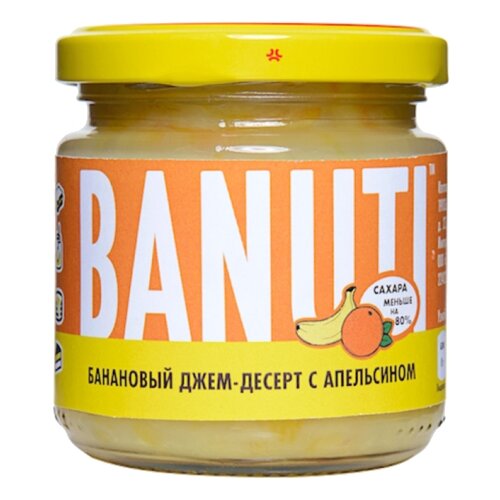 фото Фруктовый десерт BANUTI банан с апельсином, банка 200 г