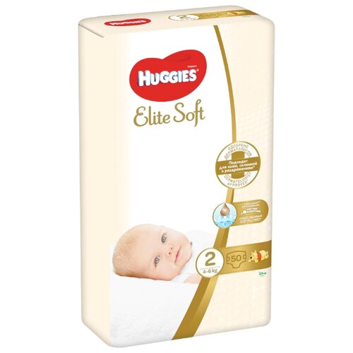 фото Huggies подгузники Elite Soft 2 (4-6 кг) 50 шт.