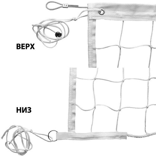 фото Сетка волейбольная fs-v-№4, карманы, трос мет, 9,5х1 м, нить 3,5мм russia