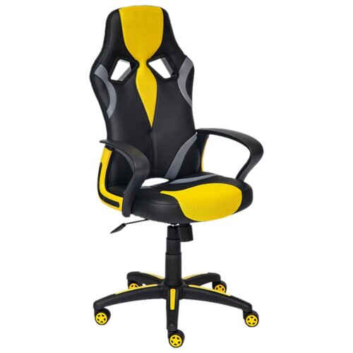 фото Компьютерное кресло TetChair Runner игровое, обивка: текстиль/искусственная кожа, цвет: черный/желтый