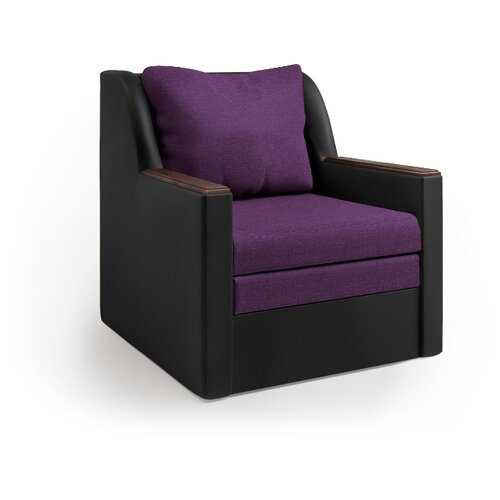 фото Кресло-кровать соло экокожа черный и фиолетовая рогожка шарм-дизайн