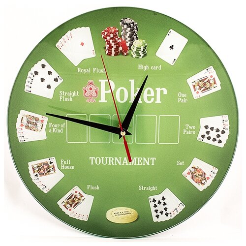 фото Часы "покер", стеклянные эврика