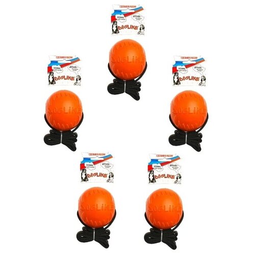 фото Набор мяч с лентой малый doglike (2-ой сорт) оранжевый 5 шт. (диаметр 6 см)