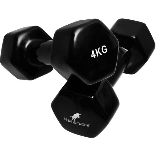 фото Гантели виниловые 1 кг 2 шт strong body, черные (гантель для спорта и фитнеса 1 кг, пара)