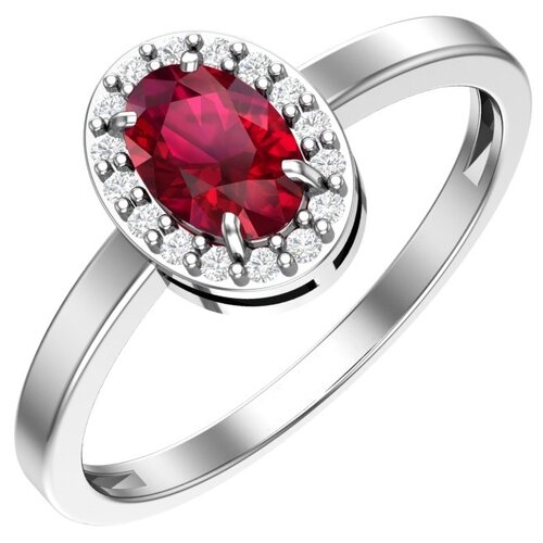 фото Pokrovsky серебряное кольцо с кварцем синтетическим рубиновым и бесцветными фианитами 1100985-04095, размер 17.5