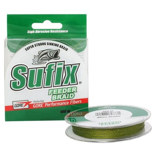 фото Леска плетеная sufix feeder braid зеленая 100 м 0.06 мм 2,7 кг