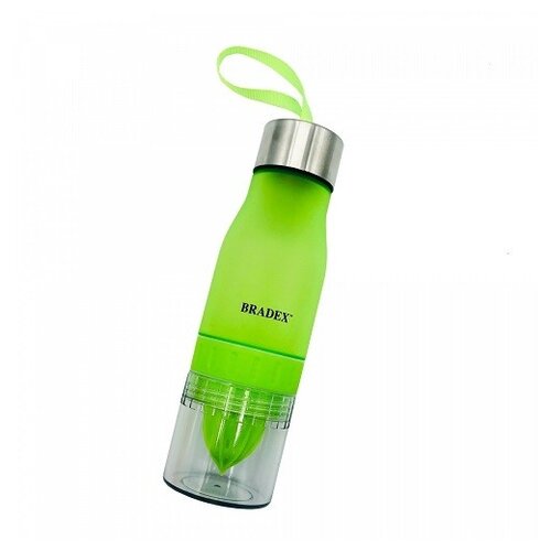 фото Бутылка для воды с соковыжималкой, 0,6 л, цвет: салатовый bradex