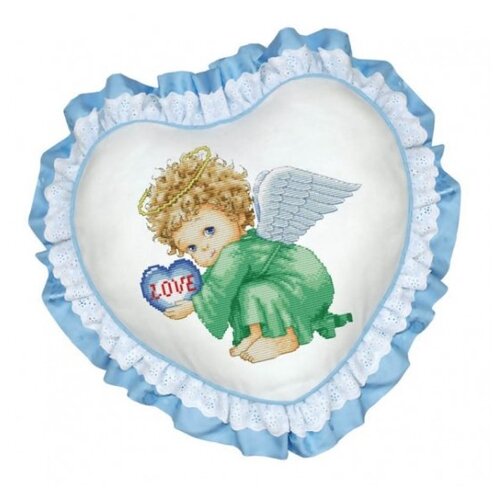 фото Набор для вышивания "подушка. милый ангел" (рюшка голубая) белоснежка