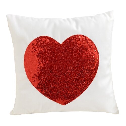 фото Чехол на подушку "сердце" цв. красный,40 x 40 см, велюр этель
