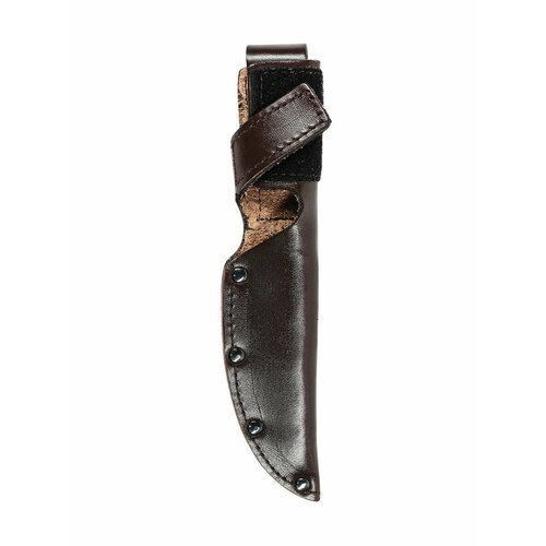 фото Чехол для ножа из натуральной кожи, на ремень, на пояс, ножны, под лезвие длиной 13 см, на липучке. цвет - коричневый. rang