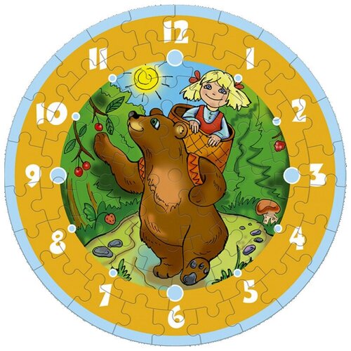 фото Часы-пазл умная бумага часы маша и медведь (126-02), 61 дет.