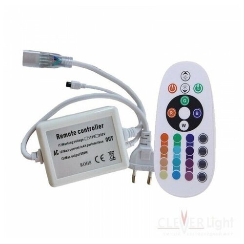 фото Ик контроллер для led ленты 220 вольт стандарт серия, пульт 24 кнопки clever-light