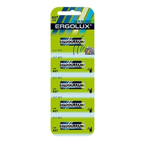 Ergolux LR27A BL-5 A27-BP5, батарейка,12В 5 шт. в уп-ке батарейка фаza lr23a 5 шт