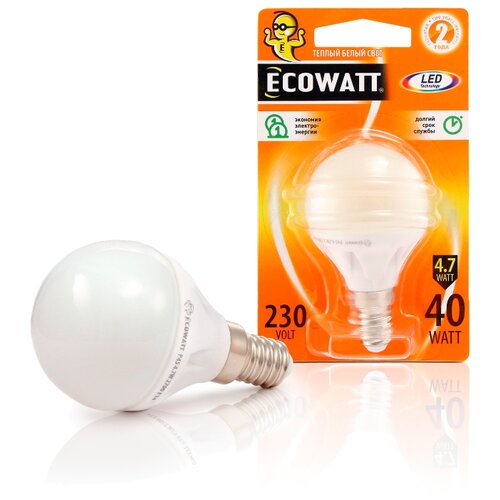 фото Лампа светодиодная ecowatt 230в 2700k, e14, p45, 4.7вт