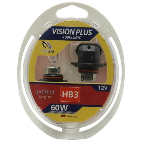 фото Лампа галогеновая clearlight vision plus лампа hb3 12v 60w p20d 2 шт.