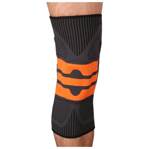 фото Суппорт колена эластичный indigo с усиленной гелеевой вставкой in218 черно-оранжевый l