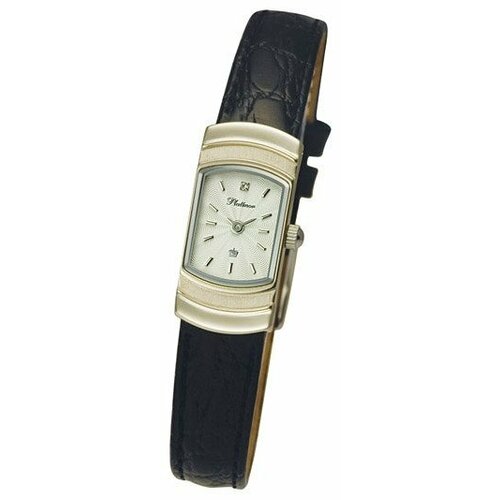 фото Наручные часы platinor женские, кварцевые, корпус золото, 585 проба, фианит, белый