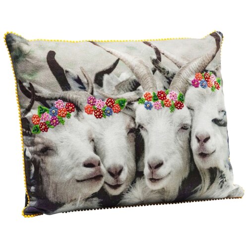 фото Kare design подушка goat sisters, коллекция "сестры-козочки" 50*45*5, хлопок, полиэстер, серый