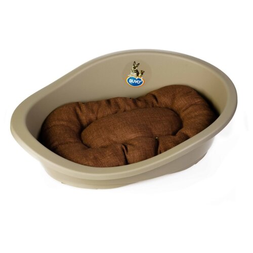 фото Лежак для собак duvo+ пластиковый с подушкой "соня-ii", коричневый/зеленый, 65х46х21cм (бельгия)