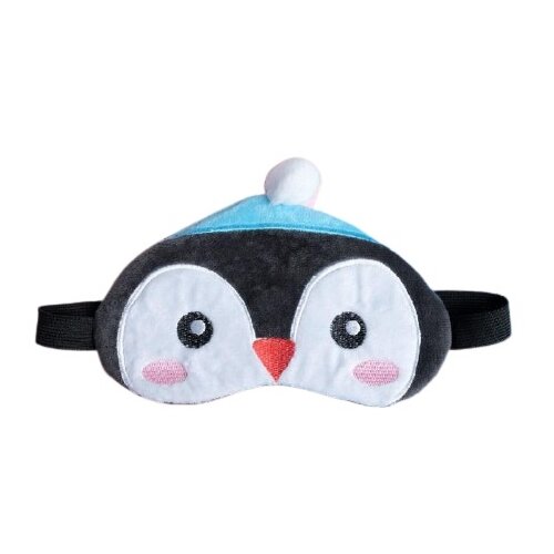 фото Маска для сна сима-ленд пингвин 3594081, голубой/белый/розовый/черный