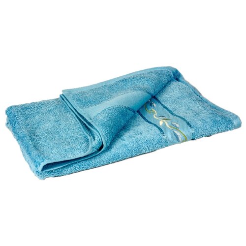 фото Голубое махровое банное полотенце utex 130 х 70 см, с узором