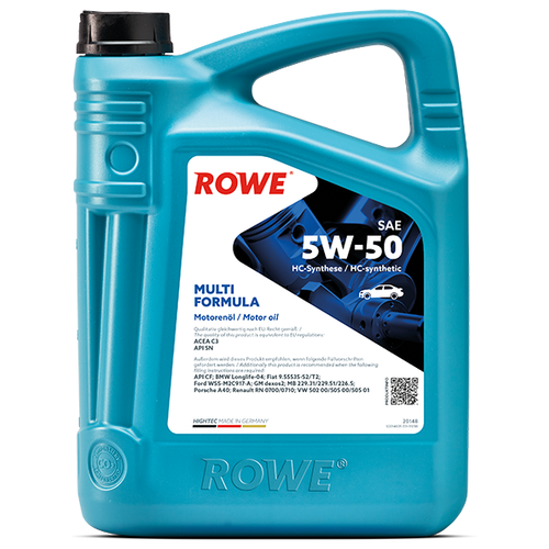 фото Синтетическое моторное масло rowe hightec multi formula sae 5w-50 5 л