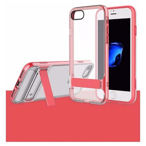 фото Двухкомпонентный tpu-pc чехол накладка с подставкой royce kickstand active для apple iphone 7/8/se 2020 - розовый rock