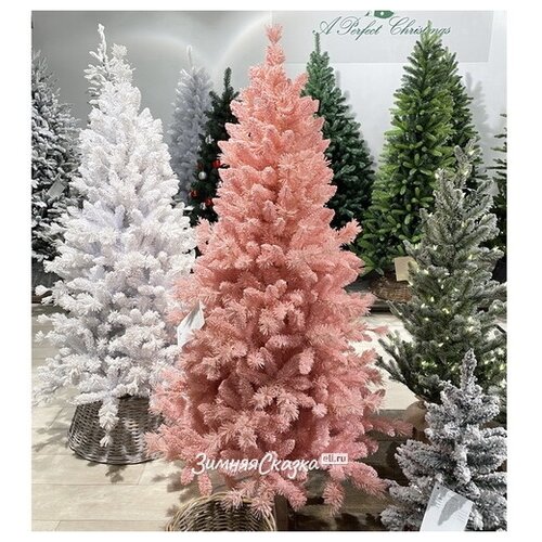 фото A perfect christmas искусственная розовая елка teddy pink заснеженная 180 см, леска + пвх 31htedpf180