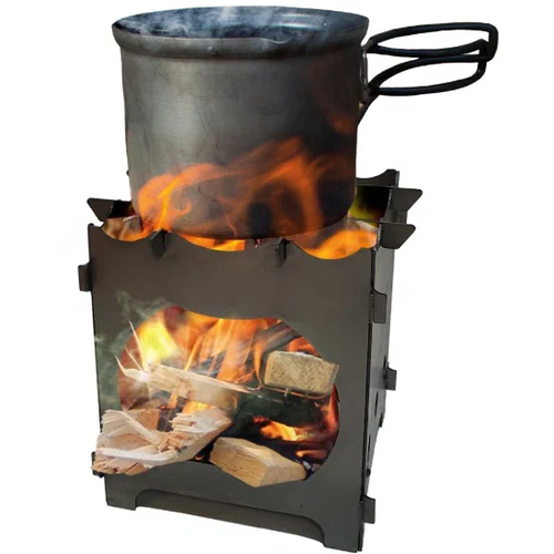 фото Стальная походная мини-печка огонёк tornadica (торнадика) с сумкой чехлом, печь для туризма, щепочница, выживайка 15 х 12 х 12 см.