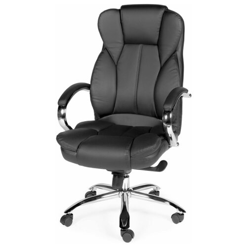 фото Кресло руководителя norden верса (black) сталь + хром / черная экокожа norden chairs