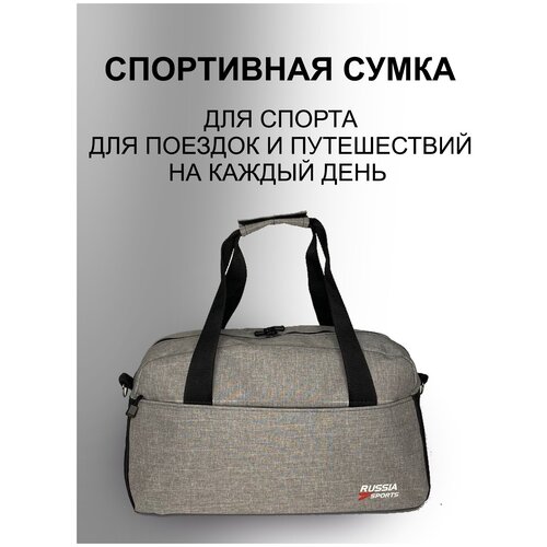 фото Сумка спортивная , 20 л, 45х25х20 см, ручная кладь, серебряный, серый russia sports