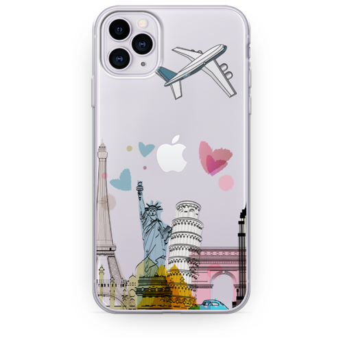 фото Силиконовый чехол самолет путешествий на iphone 11 pro case place