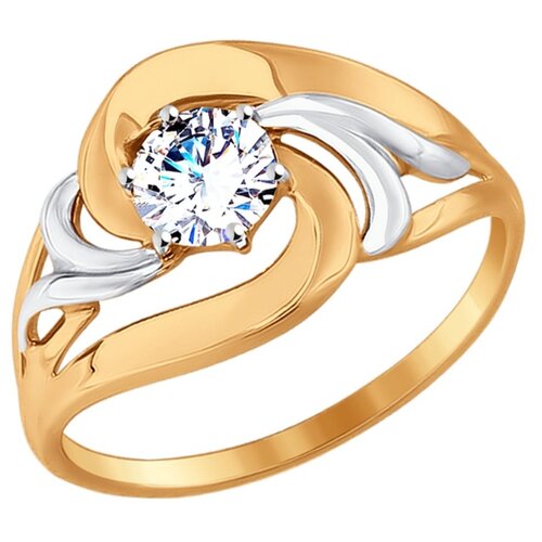 фото Sokolov кольцо из золота с фианитом 017543, размер 17