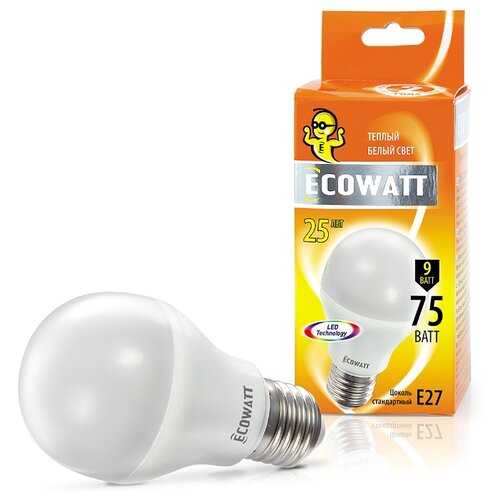 фото Лампа светодиодная ecowatt 230v 2700k warm white, e27, a60, 9вт