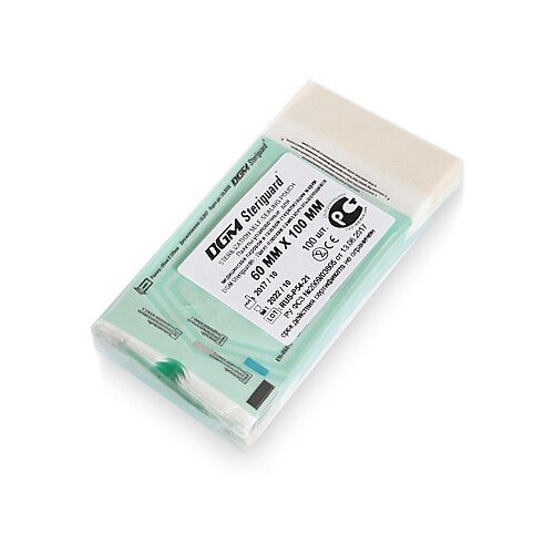 фото Пакет для стерилизации для стерилизованных инструментов dgm пакеты для стерилизации 60х100 мм, 100 шт. зеленый