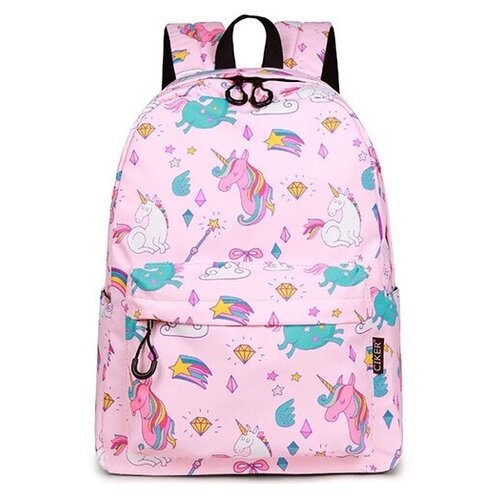фото Детский рюкзак с единорогами / ранец / школьный портфель (розовый) pastila