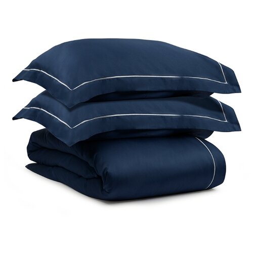 фото Комплект постельного белья из египетского хлопка essential, темно-синий, евро размер tkano