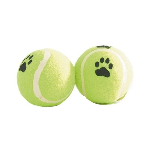 фото Beeztees игрушка для собак "мячик теннисный с отпечатками лап" желтый 6,5см