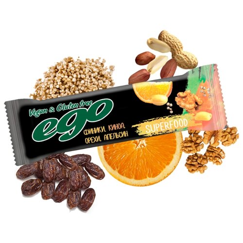 фото Ego батончик фруктово-ореховый superfood киноа, 30 шт по 45гр