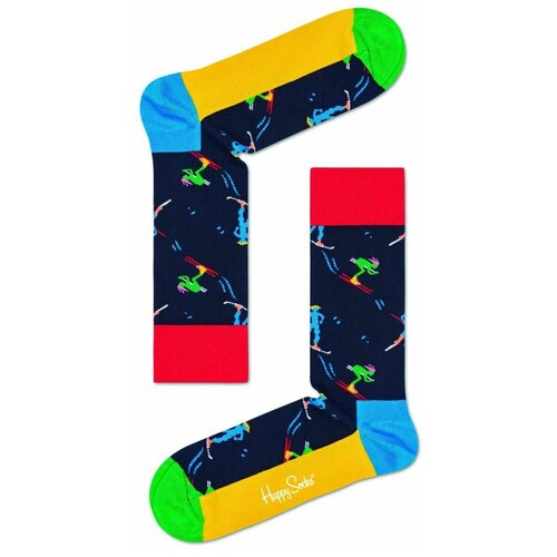 фото Носки унисекс skiers sock с лыжниками 25, черный happy socks